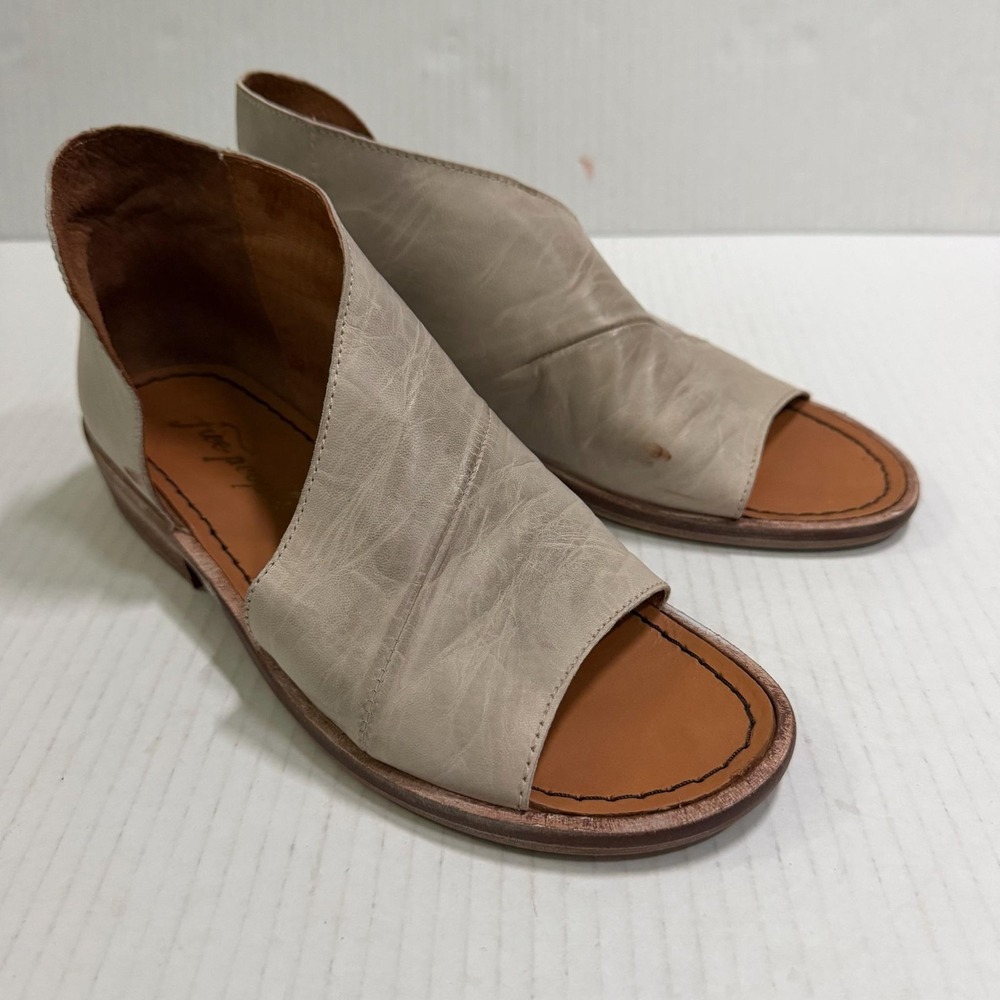 Free People Mont Blanc Shoes Womens Size 6 36 Beige Leather Slip On Sandals